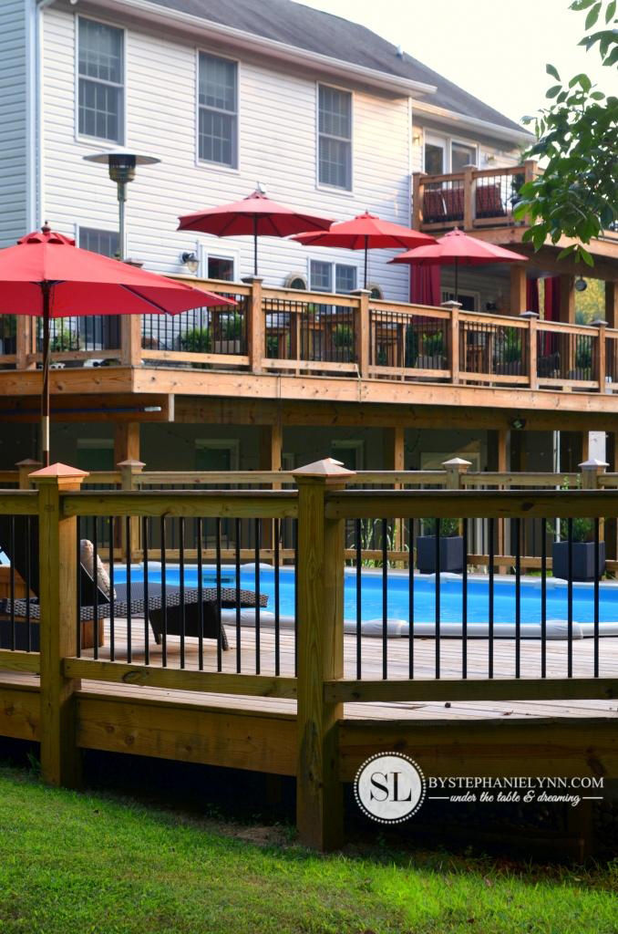 View of deck and pool area