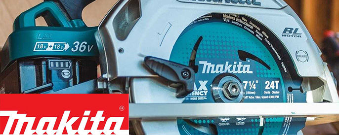 Makita power saw with logo