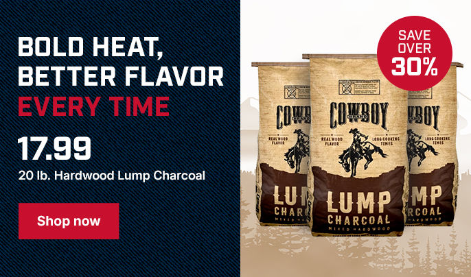$17.99 – Cowboy 20 lb. Hardwood Lump Charcoal