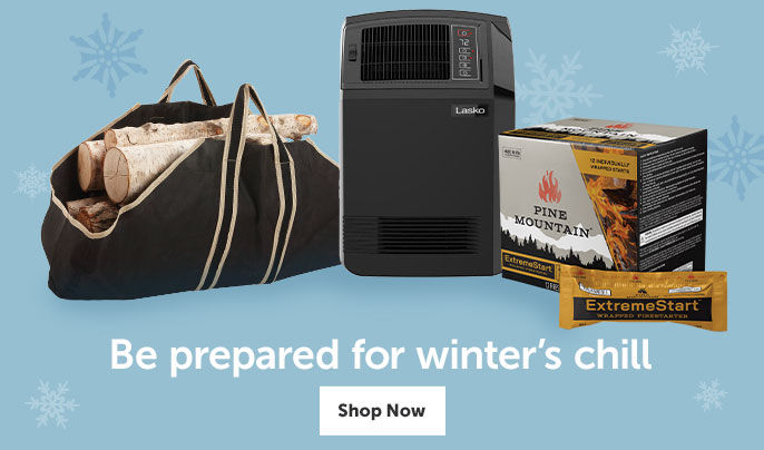 Be prepared for winter's chill - firelog holder, heater, and Pine Mountain fire log starters