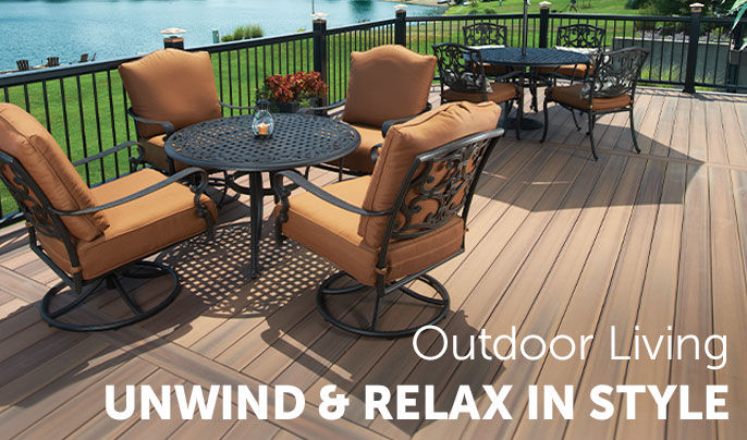 Outdoor Living Patio Furniture on a wooden deck 
