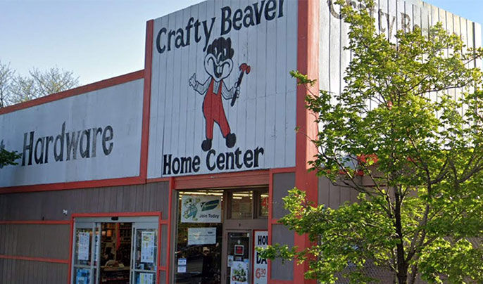 Crafty Beaver storefront focusing more on their store signage