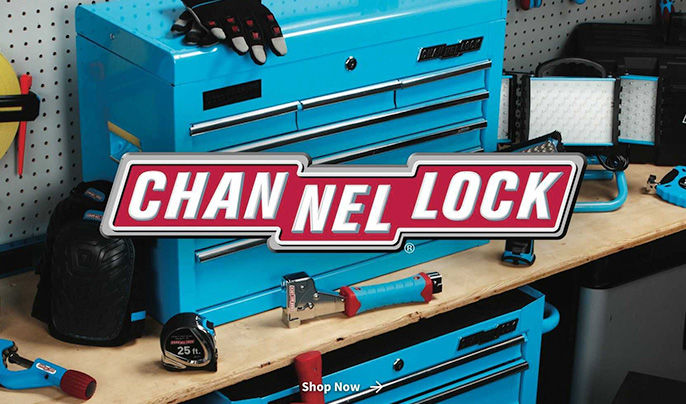 Channel Lock work bench with hand tools