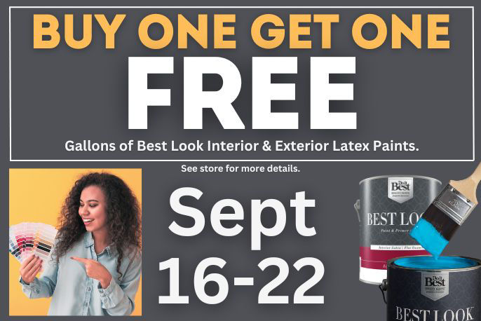 Buy One Get One Best Look Paint Sale happening September 16th - 22nd