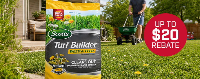 Up to $20 Rebate on Scotts TurfBuilder Weed + Feed