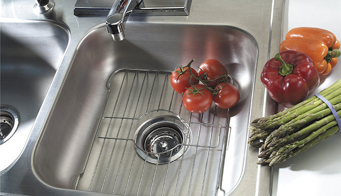 Food near a kitchen sink