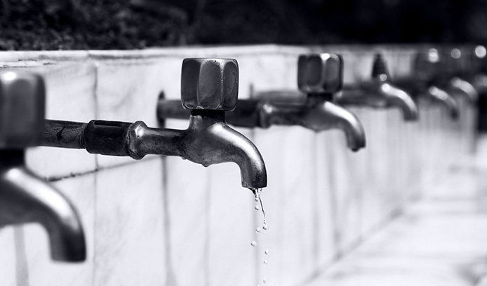 Faucets dripping water