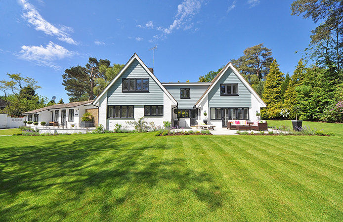 House with a green lawn