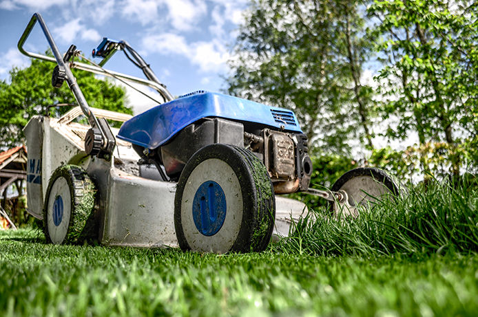 Blue lawn mower