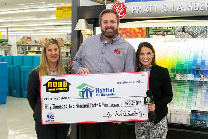 Valu Home Centers presents check to Habitat for Humanity in Buffalo