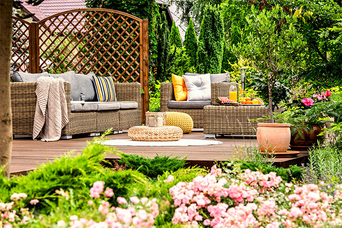 A privacy screened deck