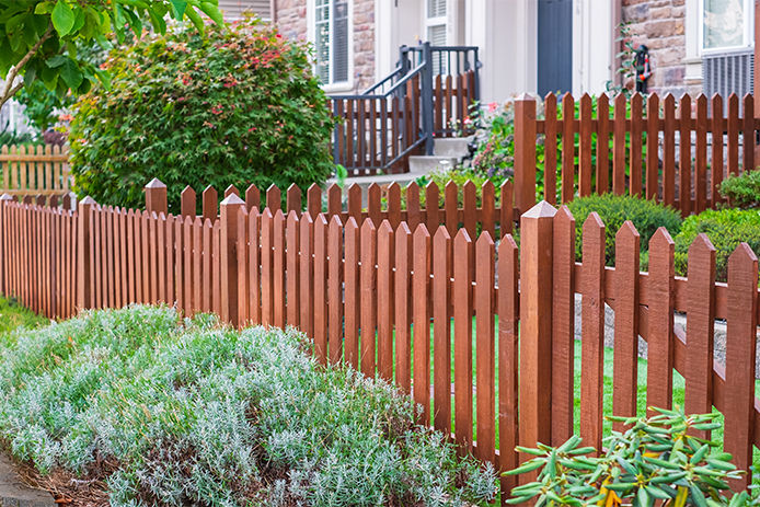 A fenced in backyard