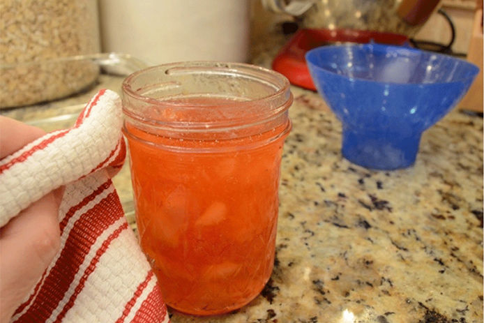 Wiping down a jar