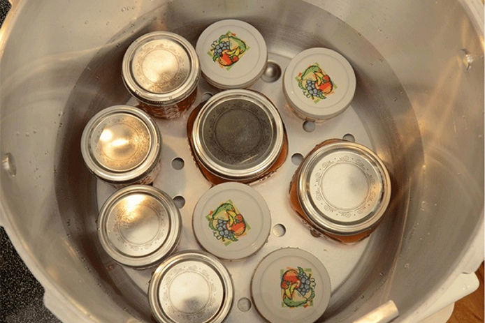 Cans in a canner