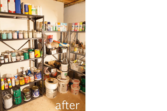 organized leftover paint