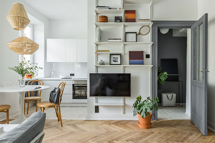 An organized living room
