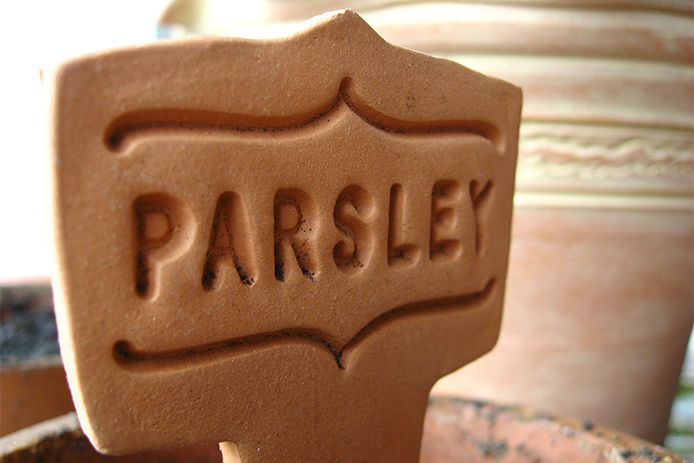Homemade clay plant marker