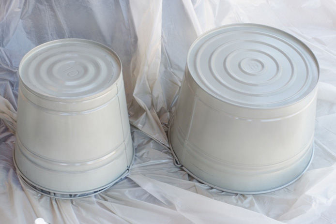 pails after being primed for paint