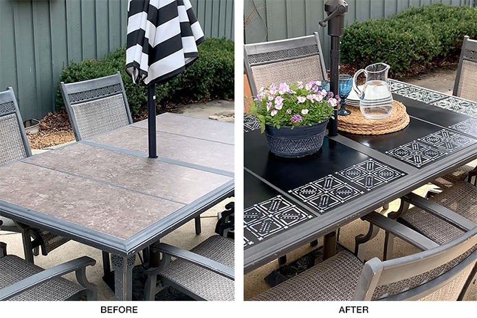 Patio furniture DIY before and after