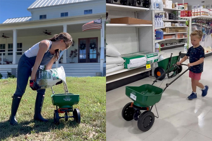 Seeding a lawn withe a spreader