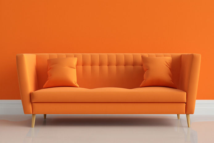 Orange chair with orange wall
