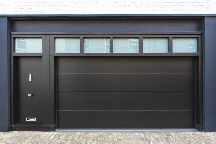 Garage door painted black