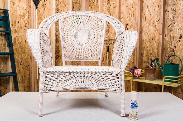 Wicker chair painted white