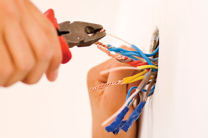 Electric wires in a wall