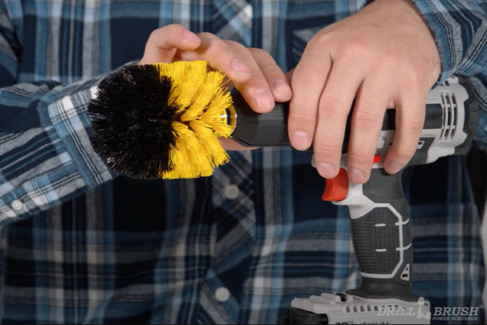 Attaching DrillBrush to the head of a drill