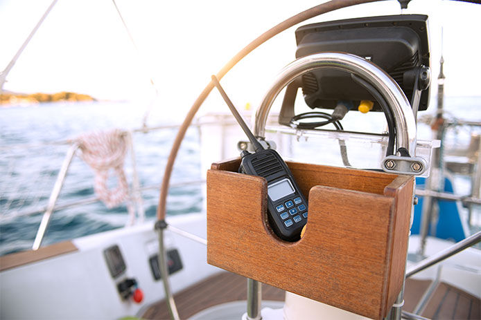 On board communication radio on a sailboat for emergency communication