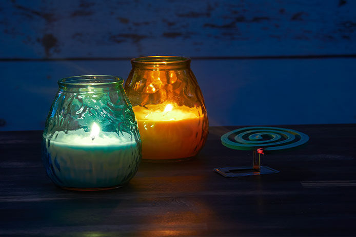 Citronella candles lit