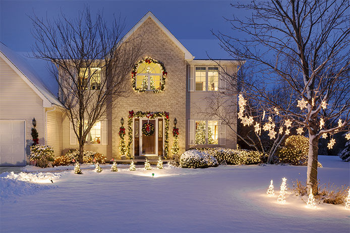 Christmas lights on a house