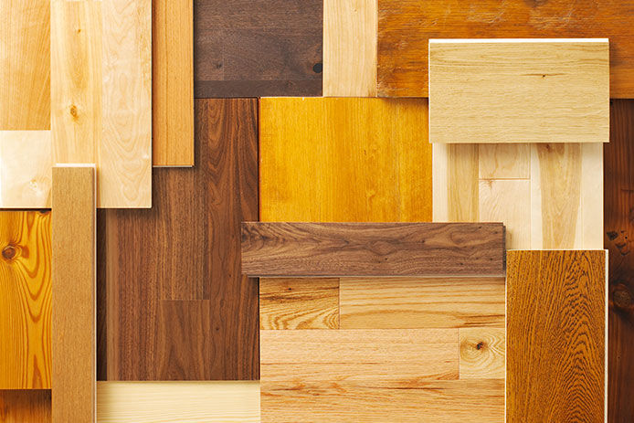 Different samples of wood colors overlapping each other