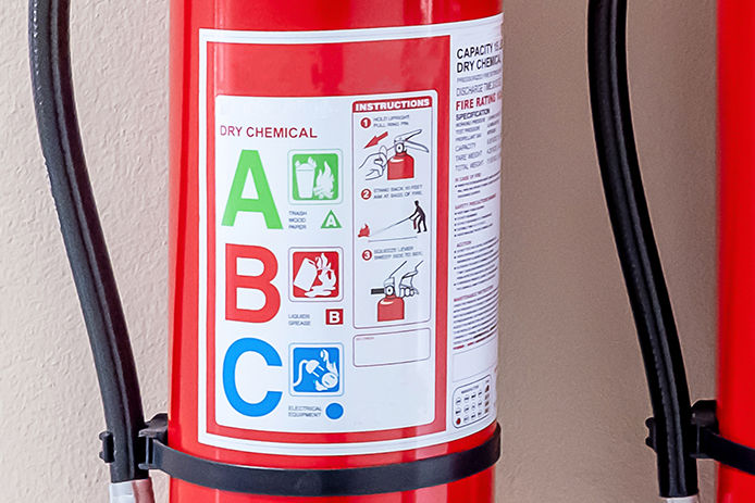 A close-up image of fire extinguisher label