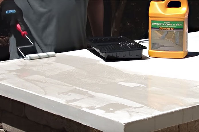 Curing and sealing a concrete countertop