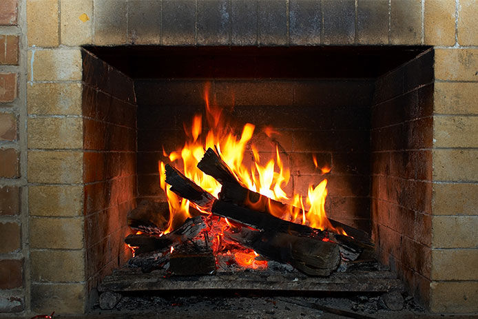 Fire burning in a fireplace