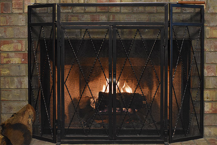 Fireplace with a screen cover