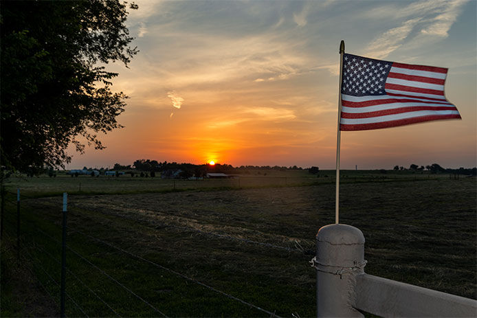 Flag at sunset
