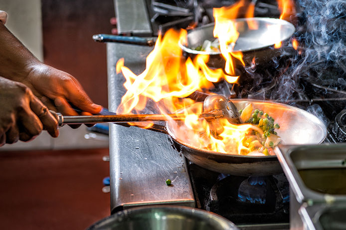 Cooking in the kitchen