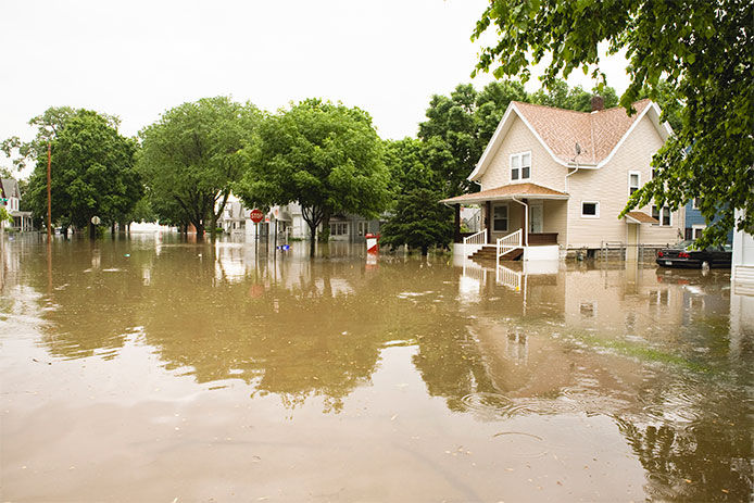 A flooded neighborhood