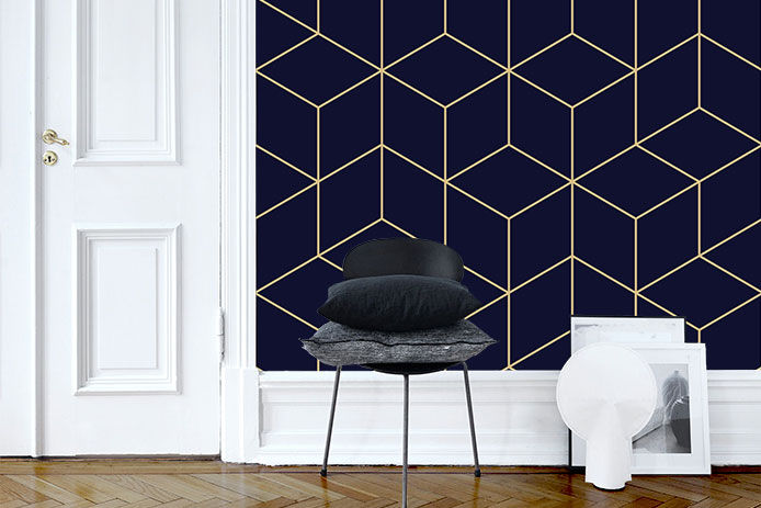 Geometric patterned wallpaper