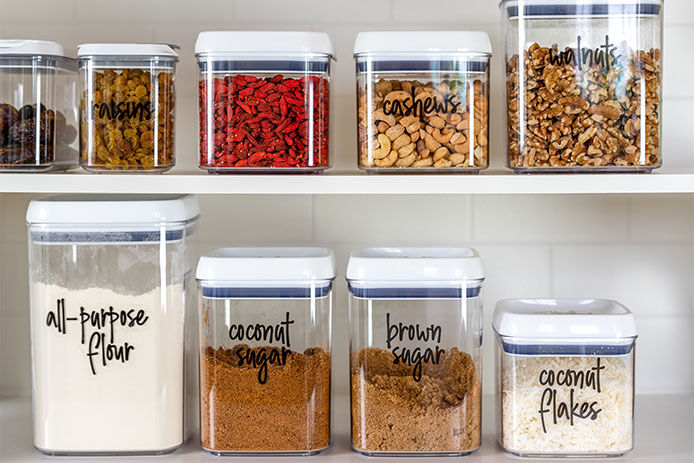 Labeled pantry containers 