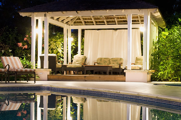 A pergola by the pool