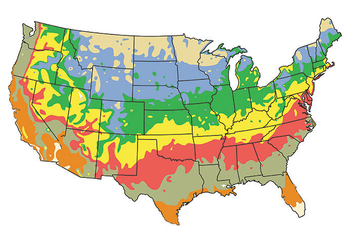 Regional map of seed planting zones 