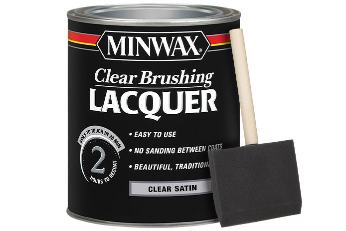 Minwax Clear Brushing Lacquer and a brush