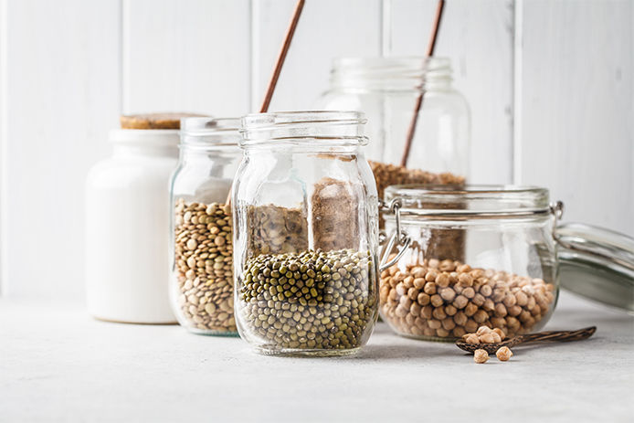Seeds in glass jars