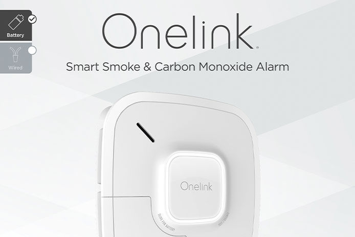 Graphic featuring a Onelink smoke alarm