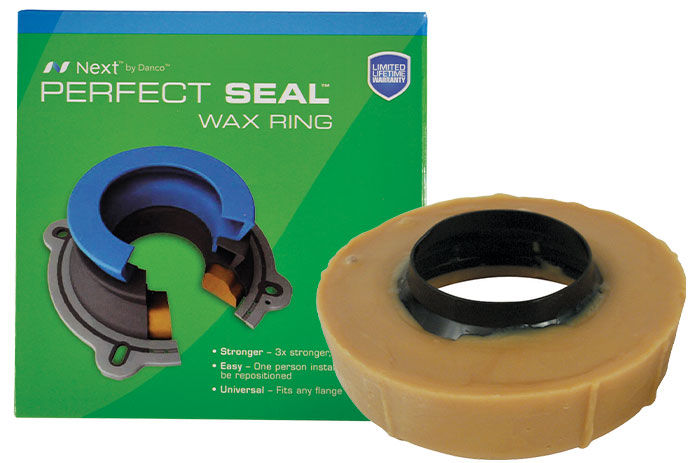 A product image of two different types of toilet wax rings that are used in the installation of a toilet 
