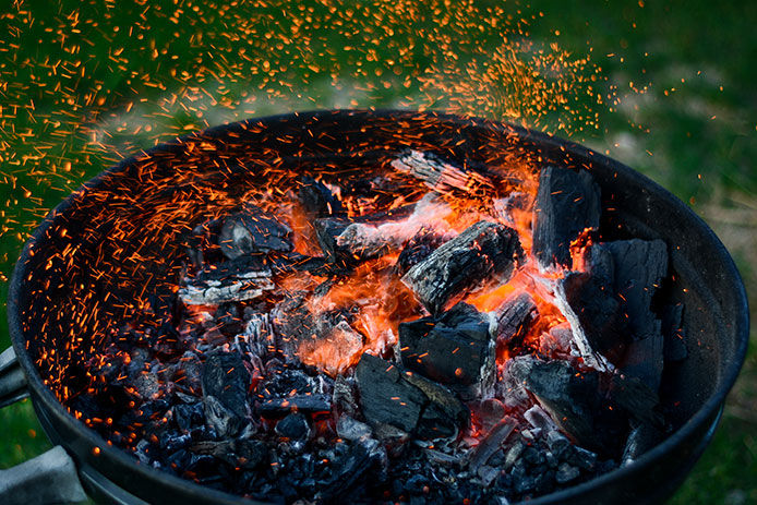 Firepit sparks being picked up by the wind