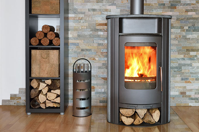 A wood burning stove